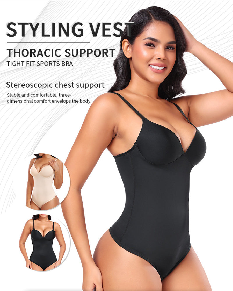 Shapshe® Body Moldeador Sin Mangas Tipo Tanga para Mujer con Control de Abdomen y Push Up Suave
