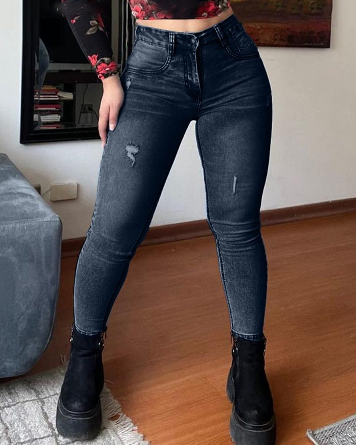 Shapshe® Jeans Ajustados de Mezclilla de Cintura Alta con Control de Abdomen y Levantamiento de Glúteos
