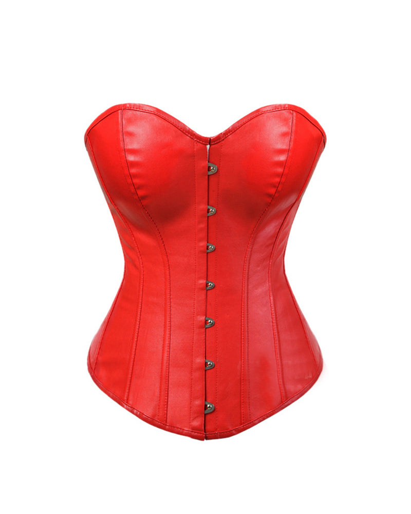 Corsé de cuero sexy para mujer, overbust con cordones, vintage, moldeador, top bustier