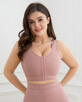 Shapshe® Top Deportivo Acolchado para Mujer con Cierre Frontal, Sin Aros, Color RosyBrown