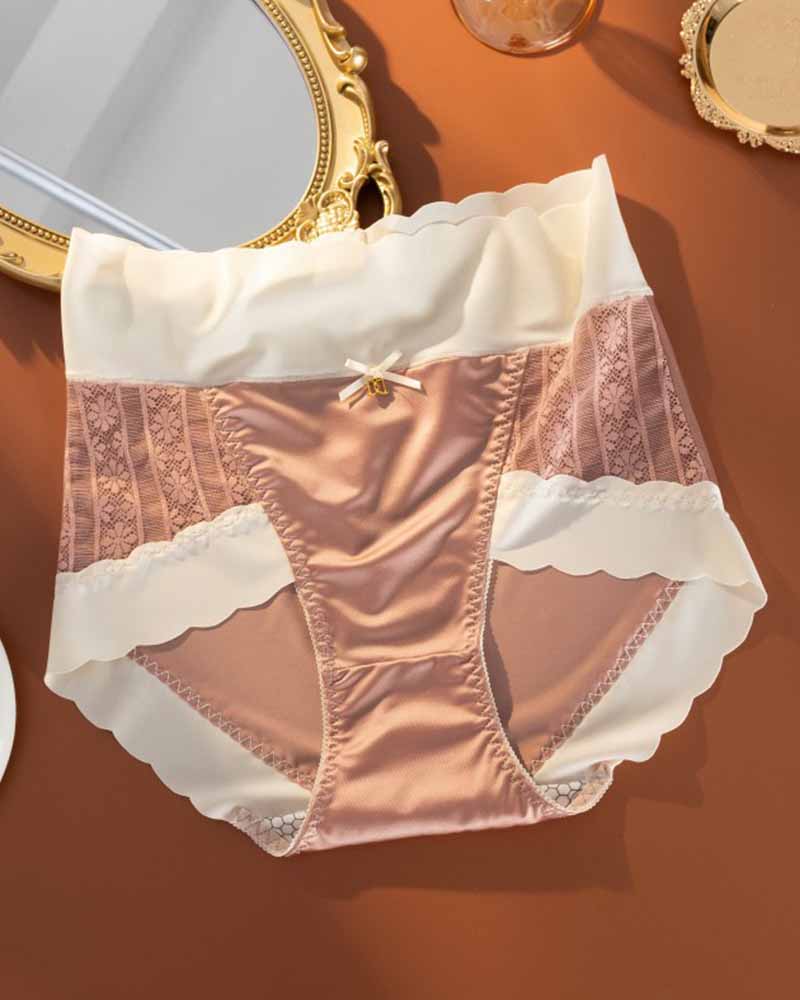 Ropa interior sin costuras de cintura alta, cómoda, ligera y lujosa de seda fría