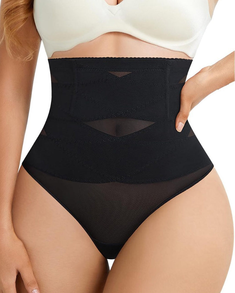 Bragas moldeadoras de cintura alta con malla, control firme del abdomen