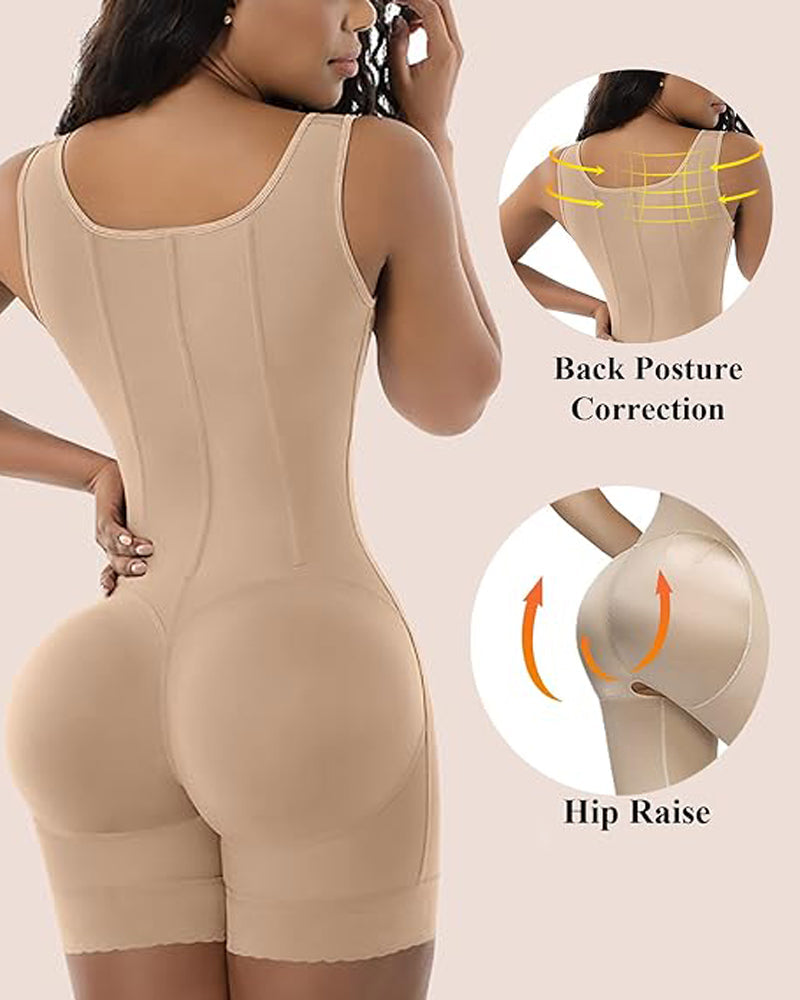 Shapshe® Faja Moldeadora de Alta Compresión con Escote Abierto, Body Adelgazante con Ganchos y Control de Abdomen