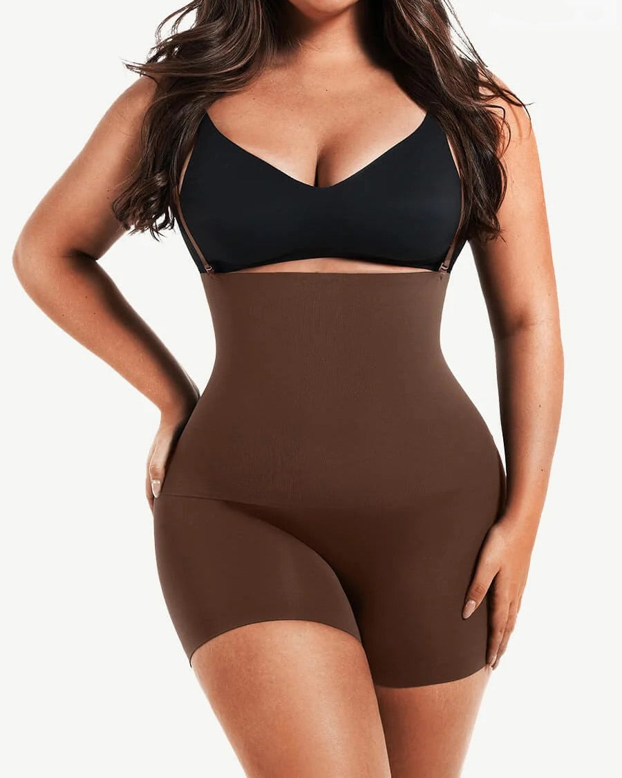 Shorts Moldeadores Sin Costuras de Cintura Alta para Controlar el Abdomen para Mujer con Tirantes Removibles