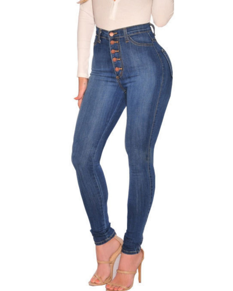 Jeans ajustados de tiro alto para mujer que realzan el glúteo