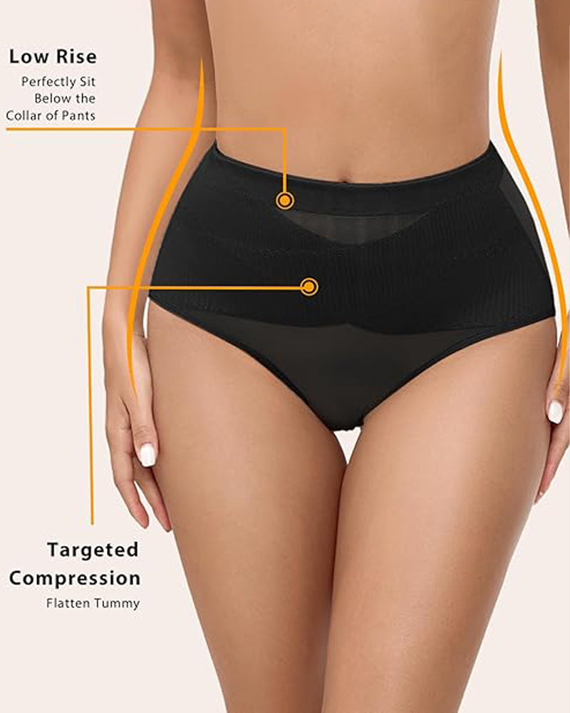 Ropa interior moldeadora de compresión cruzada de talle medio con malla y control de abdomen