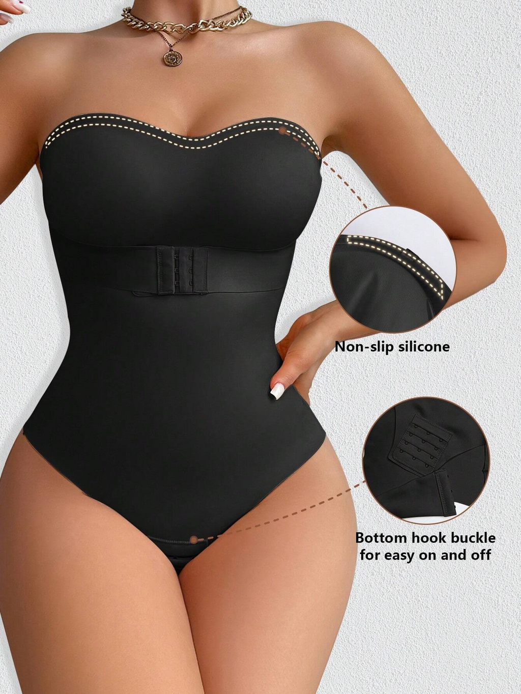 Body Shaper Femenino Sin Tirantes Control Abdomen Enterizo Sin Costuras con Tanga