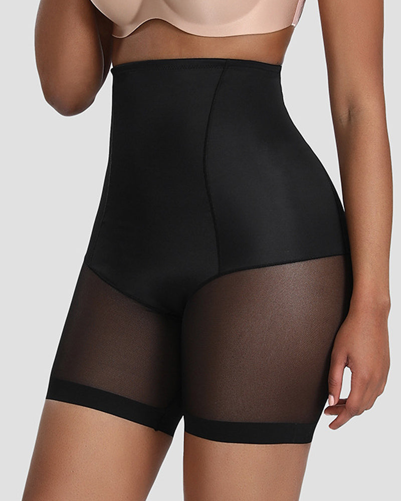 Shorts Moldeadores Transpirables de Malla Sin Costuras con Control de Abdomen y Levantamiento de Cadera tipo Corsé