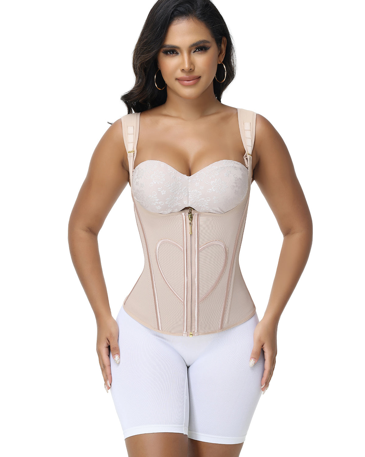 Shapshe® Fajas Colombianas Top tipo Tank con Diseño de Corazones Cinturilla Reductora
