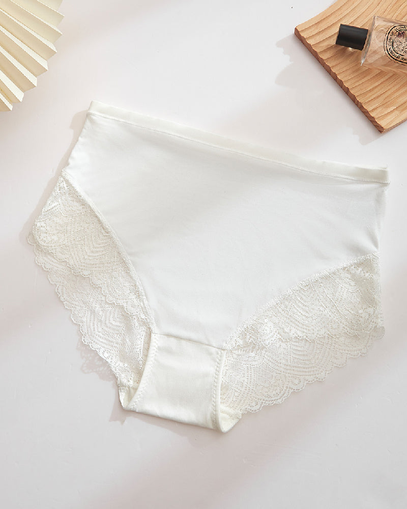 Bragas de encaje semitransparentes sexy para mujer, de cintura media y transpirables
