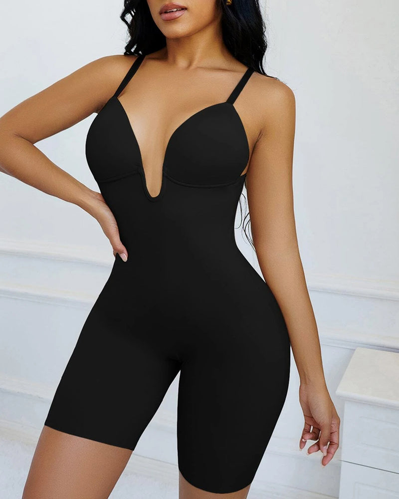 Body moldeador sin costuras con aro, espalda en V y diseño sin espalda