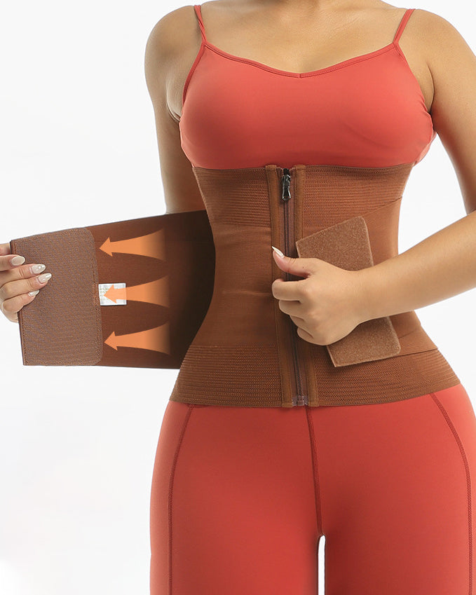 Corset Faja de Cintura con Cremallera y Doble Compresión
