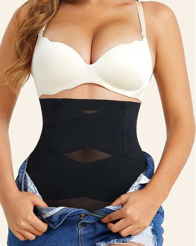 Bragas moldeadoras de cintura alta con malla, control firme del abdomen