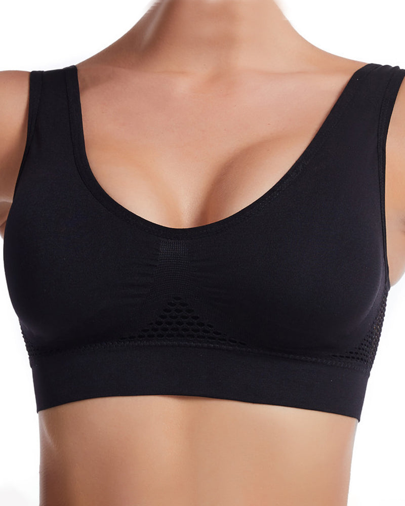 Top deportivo para mujer, transpirable, con soporte alto, diseño calado y anti-flacidez, sujetador para yoga
