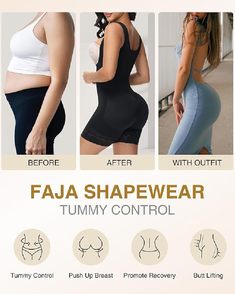 Shapshe® Faja de Alta Compresión con Cremallera Frontal hasta Media Muslo