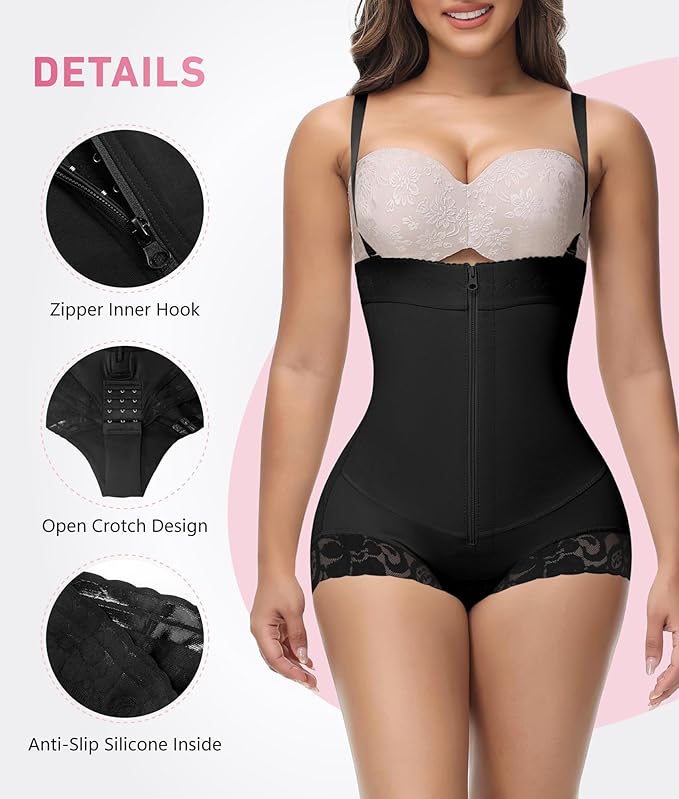 Shapshe® Fajas Colombianas Moldeadoras con Cremallera, Control de Abdomen, Abrir en el Busto, Prenda de Compresión Shapewear