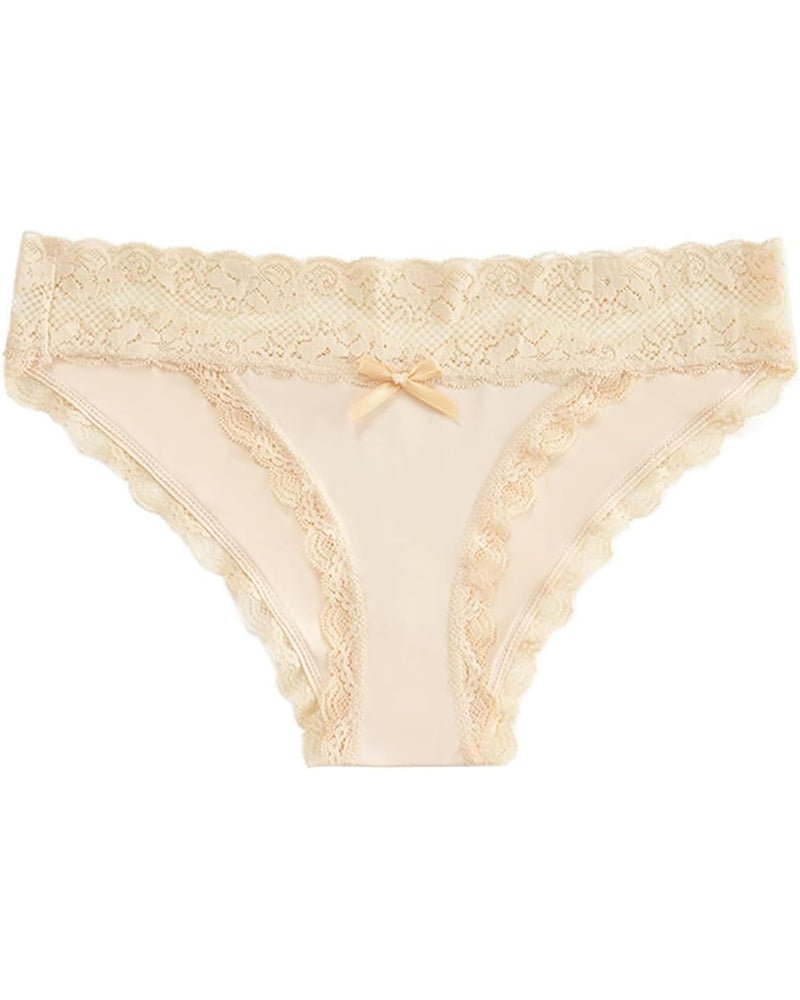Ropa interior sin costuras de encaje sexy, bragas tipo bikini delgadas y de corte alto