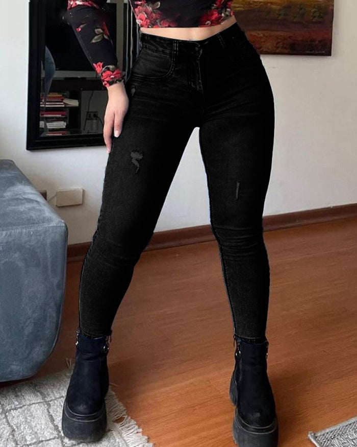 Shapshe® Jeans Ajustados de Mezclilla de Cintura Alta con Control de Abdomen y Levantamiento de Glúteos
