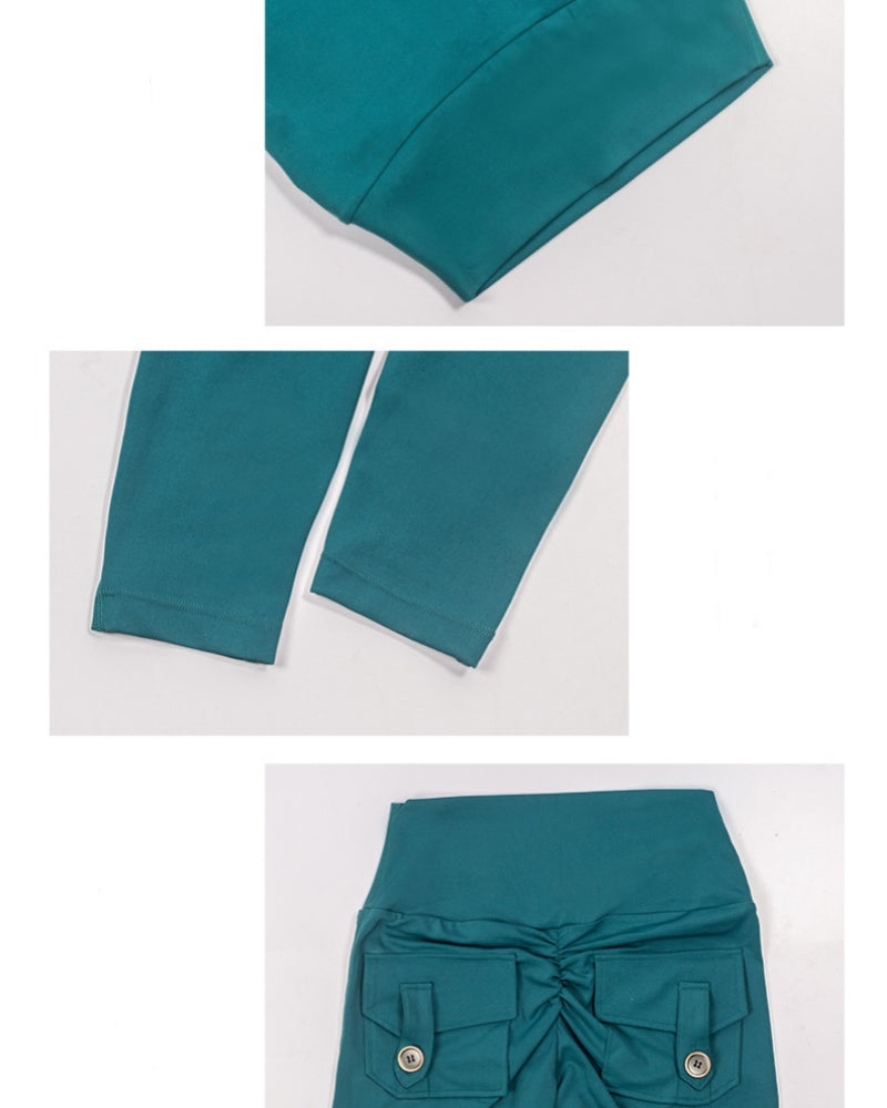 Leggings Deportivos Melocotón con Bolsillos Cargo