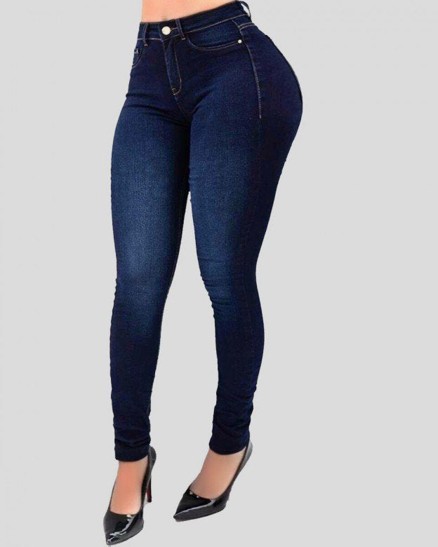 Jeans ajustados moldeadores elásticos de tiro alto para mujer con efecto push up
