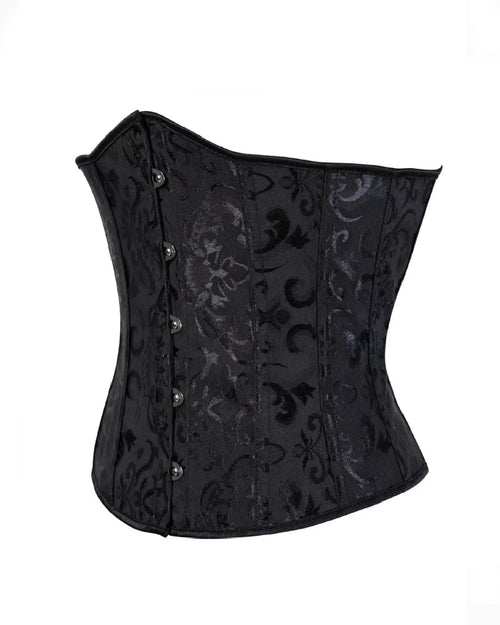 Corsé Vintage Jacquard de Control Abdominal, Bajo el Busto, con Cordones en la Espalda, Top Bustier Talla Plus