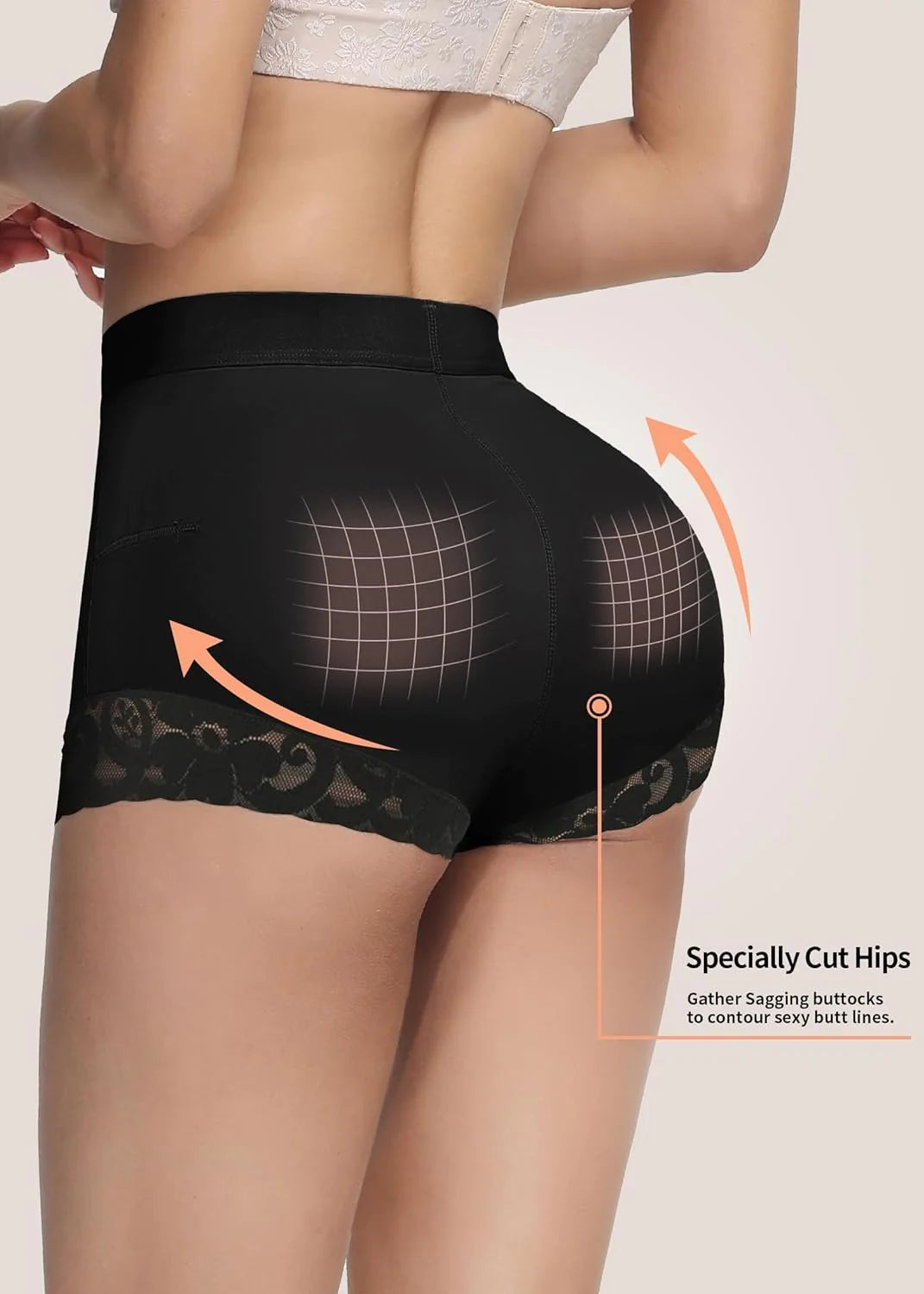 Shapshe® Short Modelador de Cintura Alta para Mujer con Realce de Caderas y Control de Abdomen en Encaje