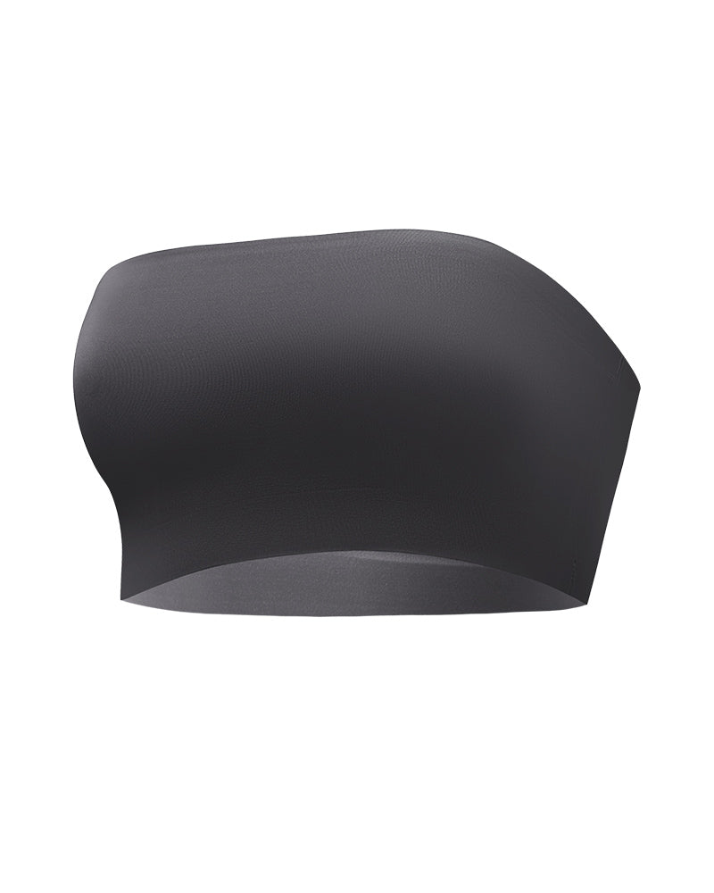 Bralette sin tirantes inalámbrico, tipo bandeau, sin costuras, elástico, sin relleno, push up