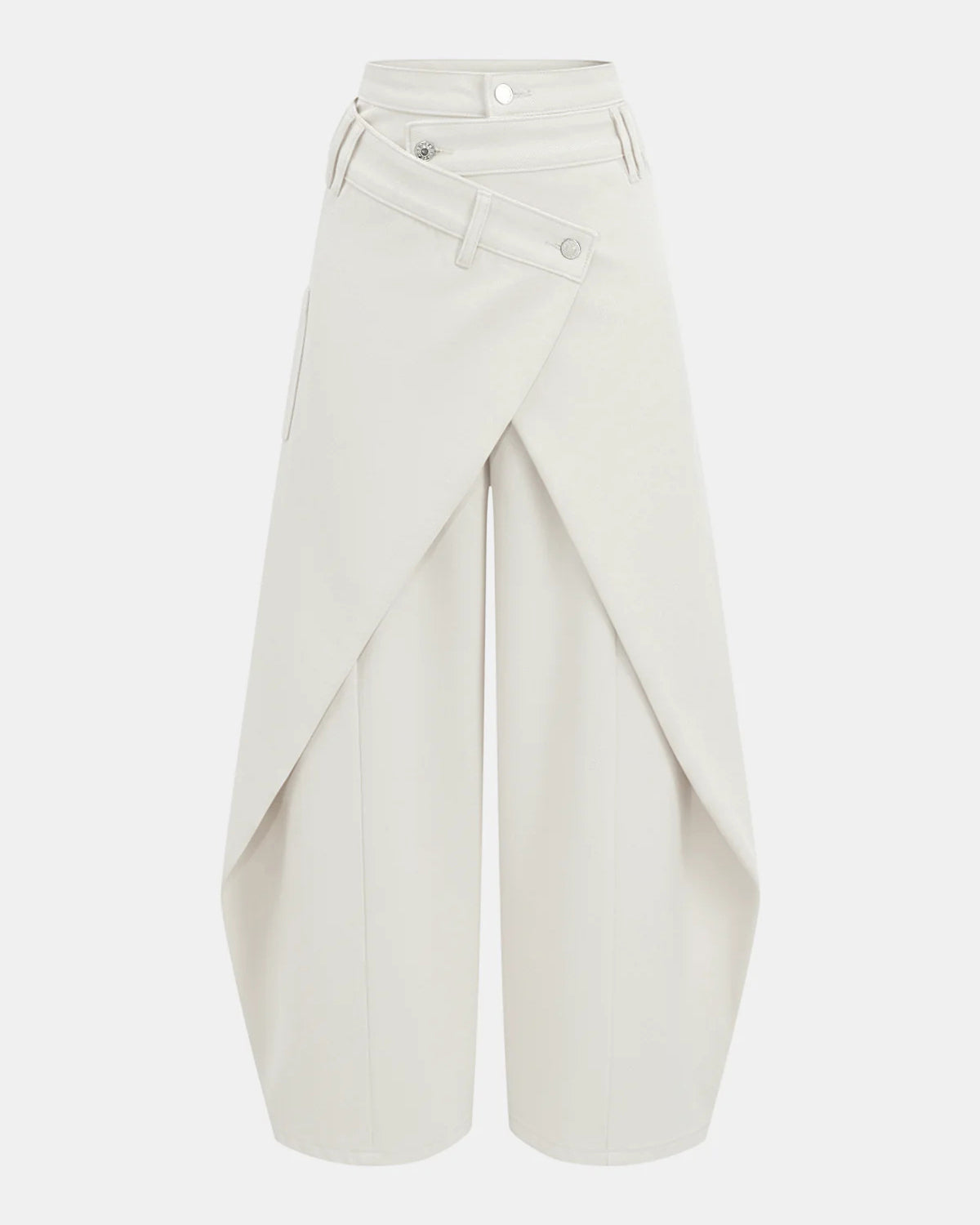 Jeans de pierna ancha con cintura alta y frente cruzado