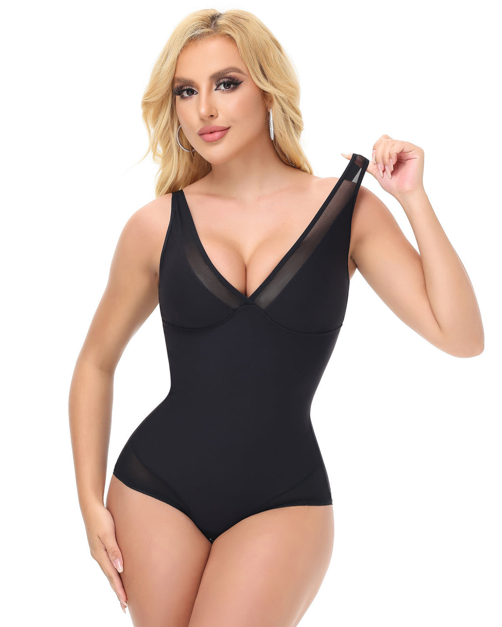 Shapshe® Body de Malla Elástica Alta con Escote Profundo en V y Levantamiento de Glúteos Sexy (Preventa)