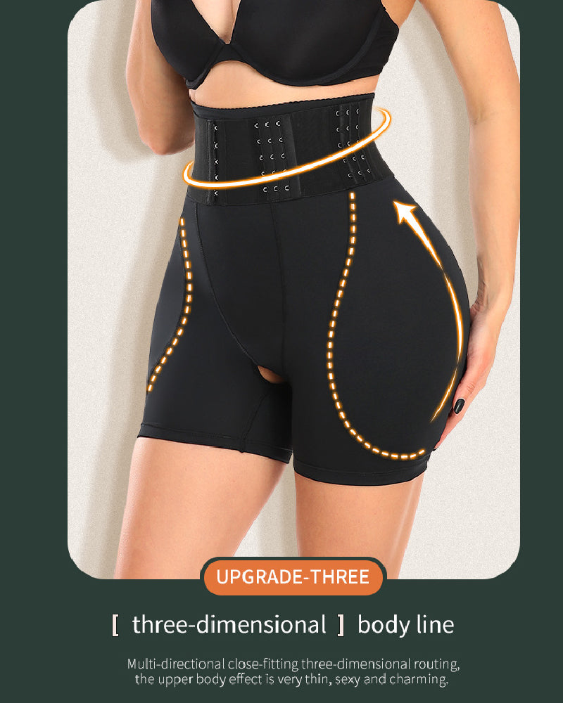 Shorts moldeadores de cintura alta con cinturón ajustable de 9 filas y almohadillas de esponja