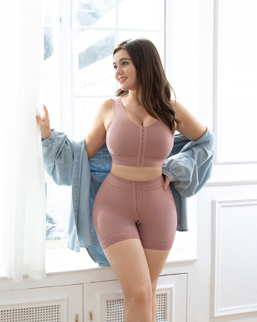 Shapshe® Faja Moldeadora para Mujer RosyBrown con Control de Abdomen, Levanta Glúteos y Panty Reductor