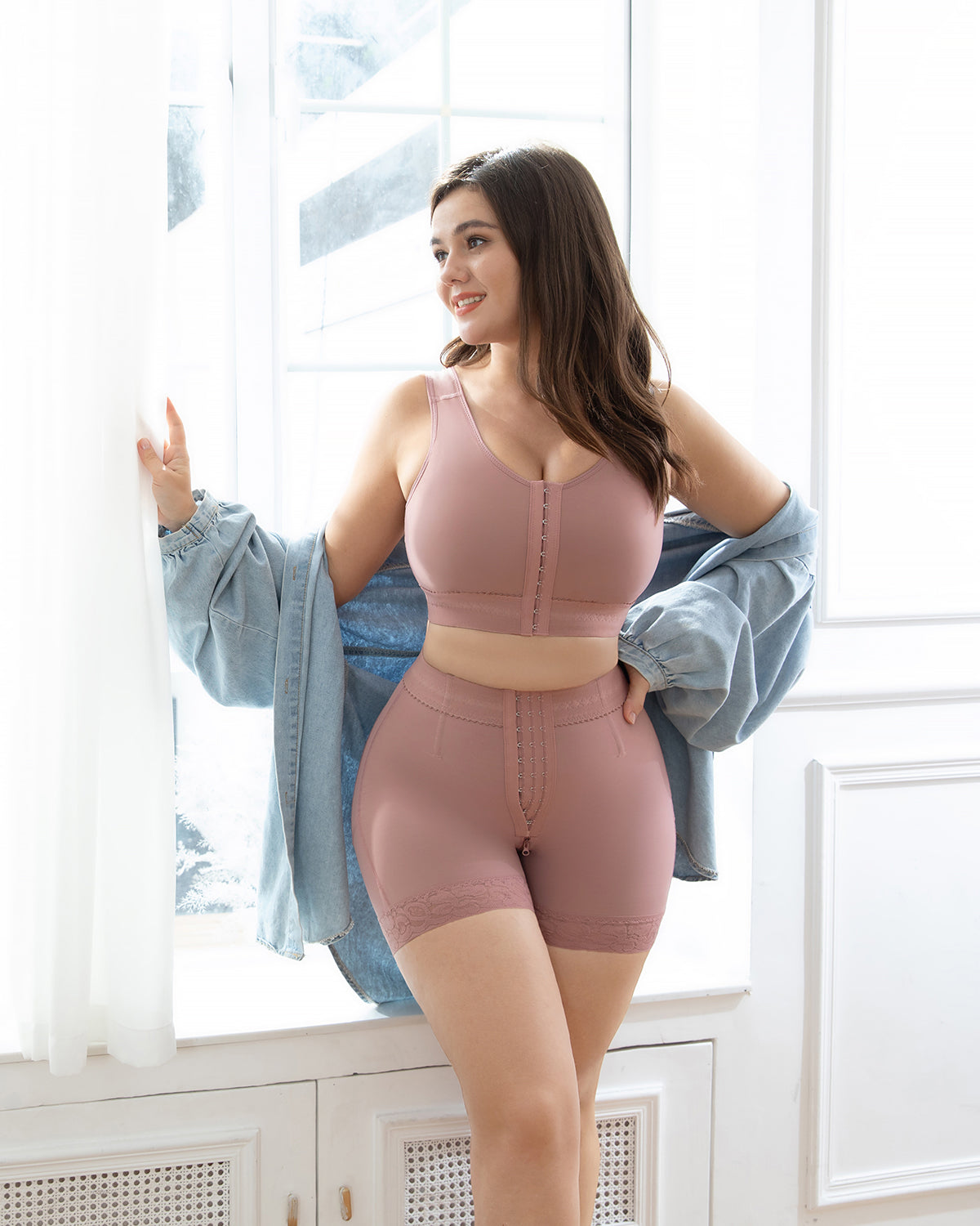 Shapshe® Faja Moldeadora para Mujer RosyBrown con Control de Abdomen, Levanta Glúteos y Panty Reductor