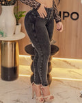 Shapshe® Jeans Vintage Desgastados con Control de Abdomen y Múltiples Botones para Mujer