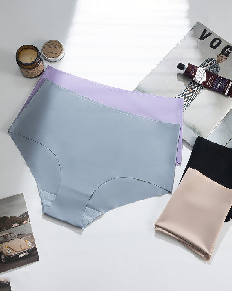 Bragas femeninas sin costuras de seda helada, transpirables, cómodas, tipo triángulo y de cintura media