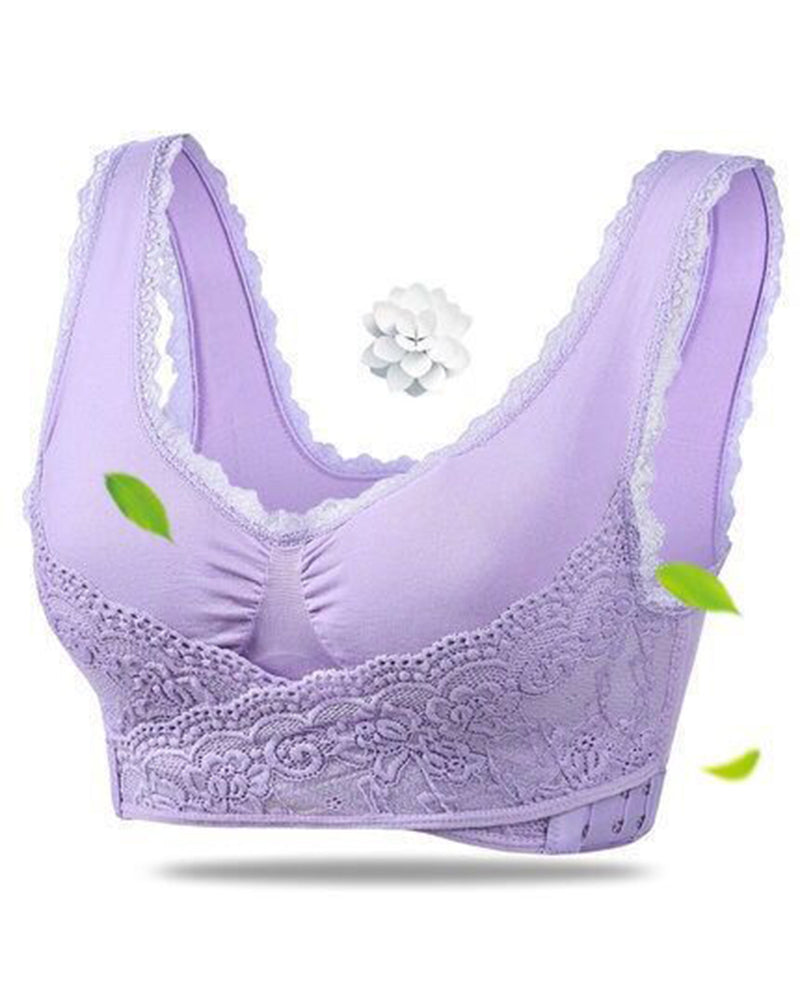 Sujetador deportivo push-up sin aros para mujer, con cierre lateral cruzado frontal