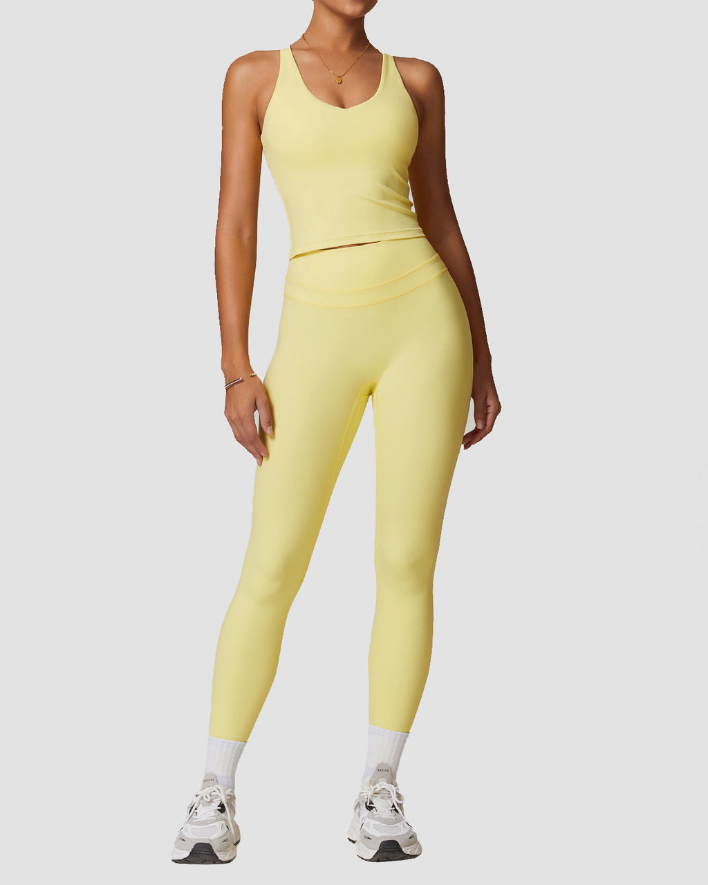 Conjunto de entrenamiento para correr y fitness de mujer con cintura alta