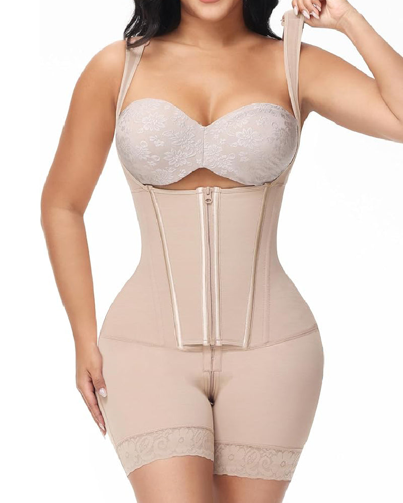 Shapshe® Faja de Alta Compresión con Cremallera Frontal hasta Media Muslo