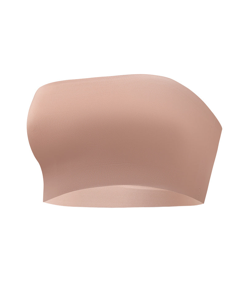 Bralette sin tirantes inalámbrico, tipo bandeau, sin costuras, elástico, sin relleno, push up