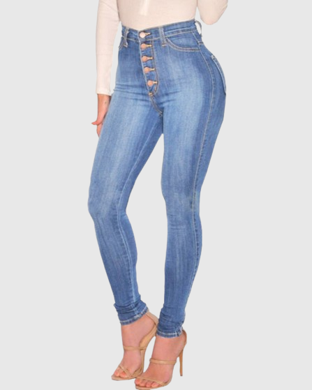Jeans ajustados de tiro alto para mujer que realzan el glúteo