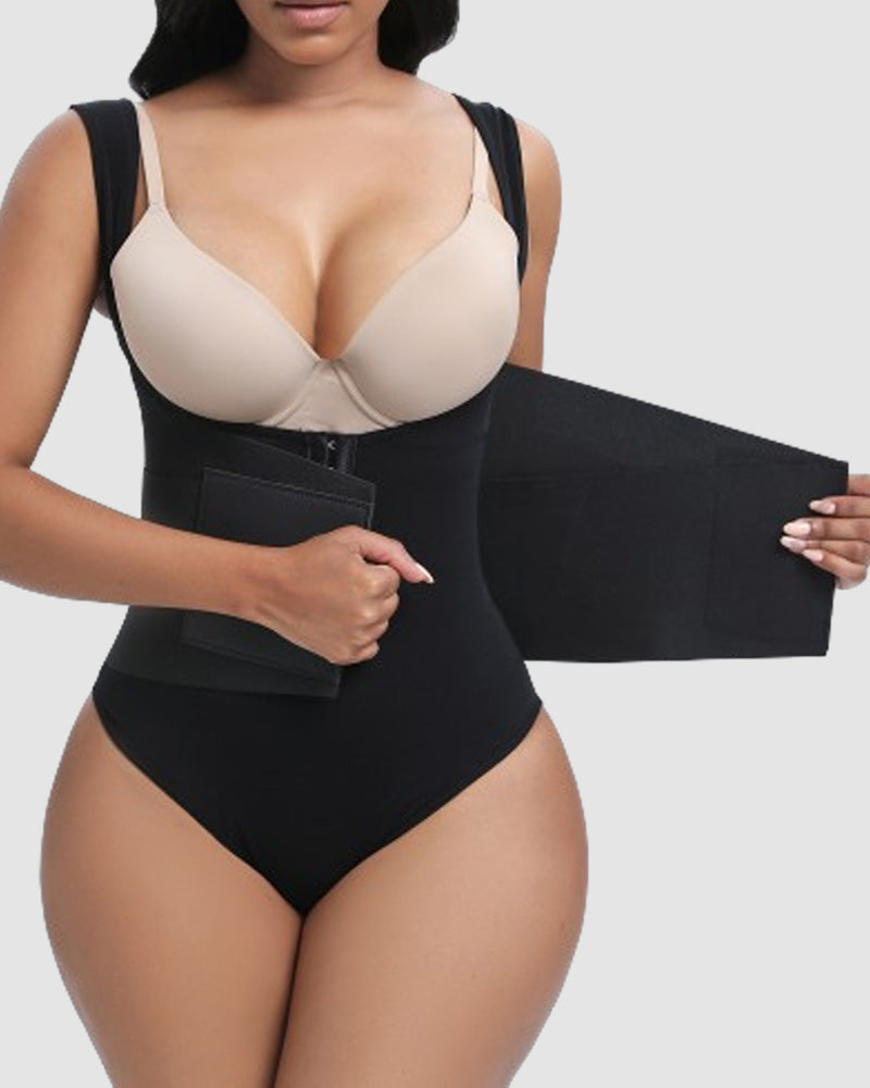 Mujer Body Faja Tanga de Control Abdominal con Espalda Baja y Cinturón Reforzado