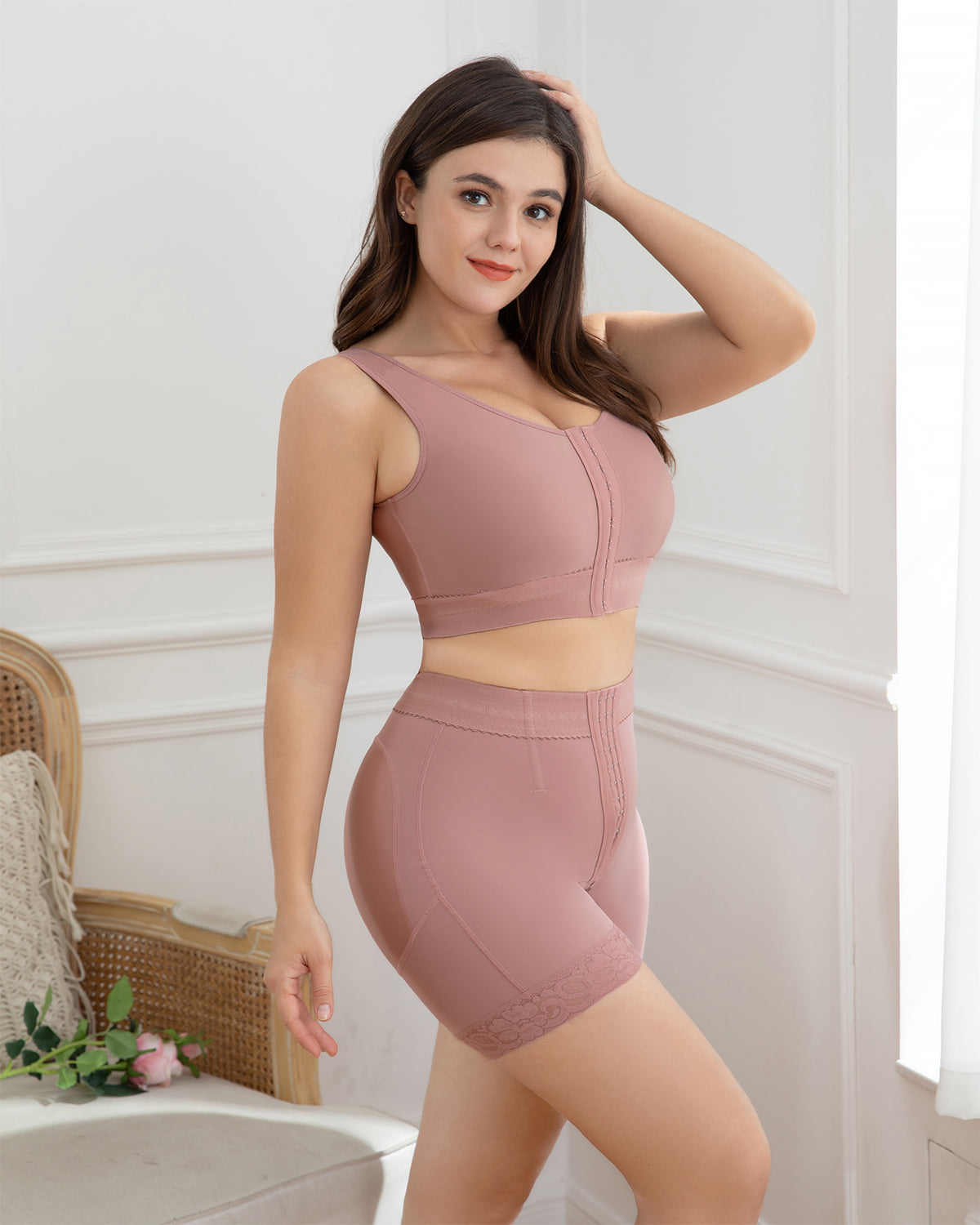 Shapshe® Faja Moldeadora para Mujer RosyBrown con Control de Abdomen, Levanta Glúteos y Panty Reductor