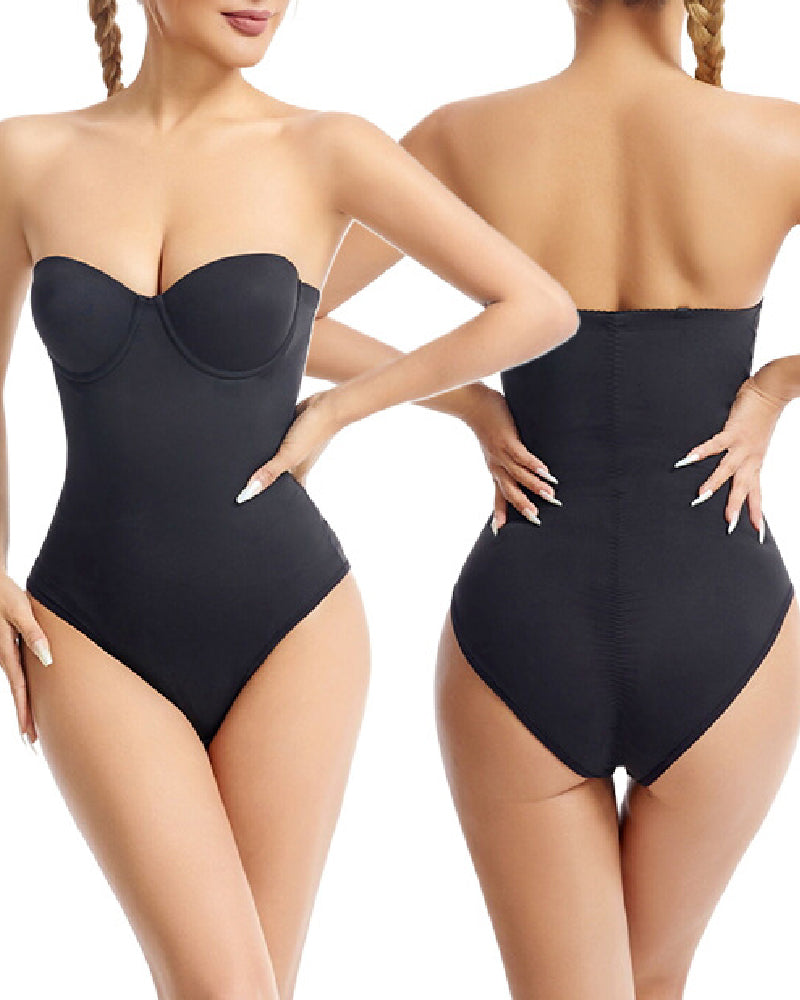 Body de Mujer Sin Tirantes con Sostén Incorporado y Control de Abdomen en Forma de X