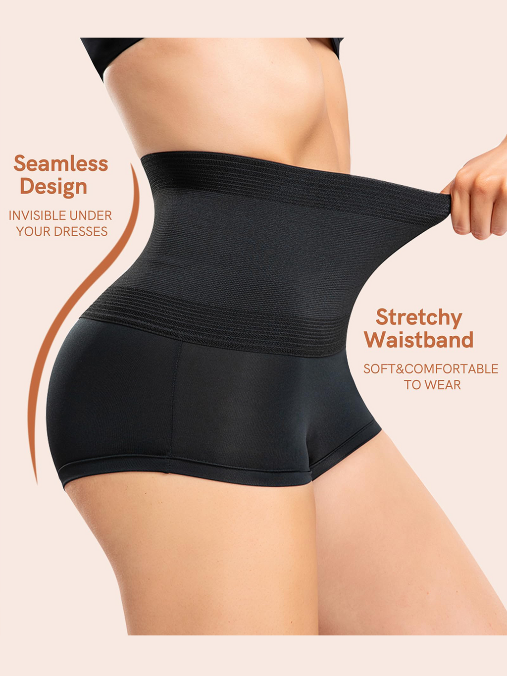 Calzones cortos moldeadores para mujer, cintura alta invisible para aplanar el abdomen