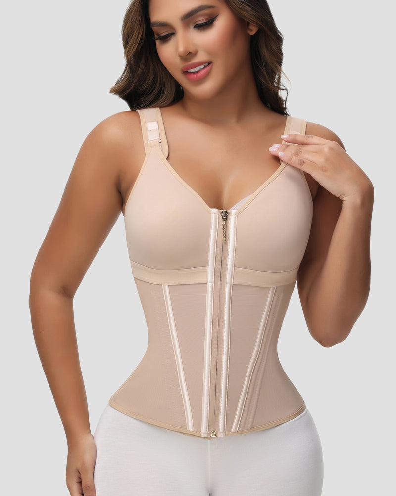 Shapshe® Fajas Colombianas Trainer de Cintura con Cremallera Frontal, Varillas de Acero y Control de Abdomen