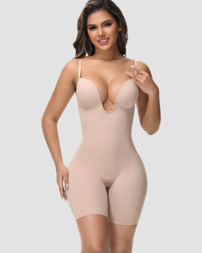 Shapshe® Body Faja Mujer Sin Tirantes Escote en U Control de Abdomen Espalda Baja con Sostén Incorporado Modelador