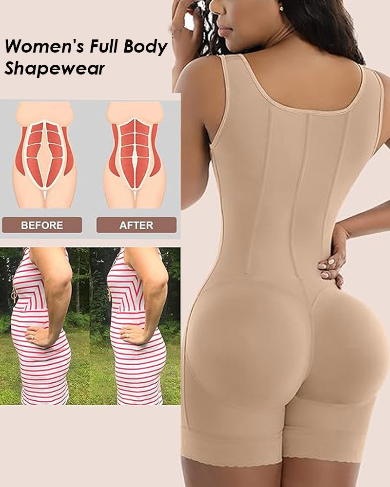Shapshe® Faja Moldeadora de Alta Compresión con Escote Abierto, Body Adelgazante con Ganchos y Control de Abdomen