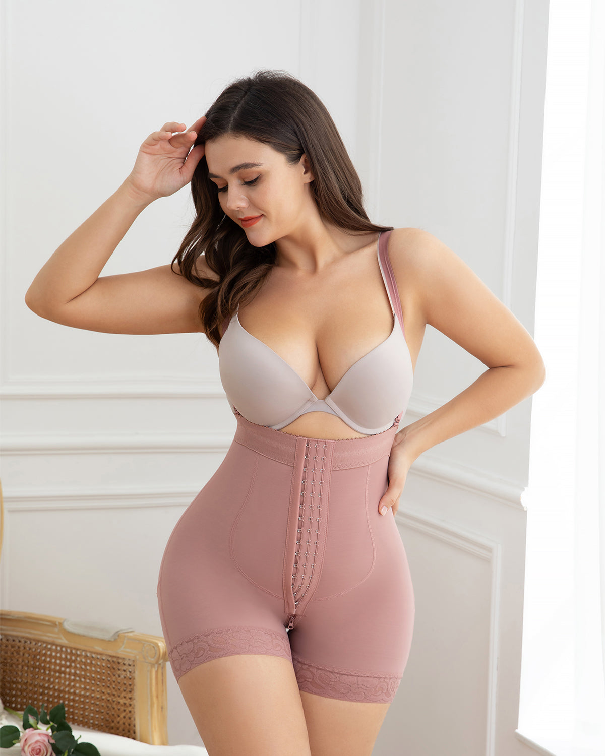 Shapshe® Faja Moldeadora para Mujer Cintura Alta Control de Abdomen Levanta Glúteos RosyBrown