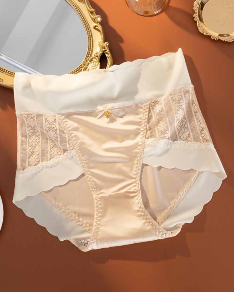 Ropa interior sin costuras de cintura alta, cómoda, ligera y lujosa de seda fría