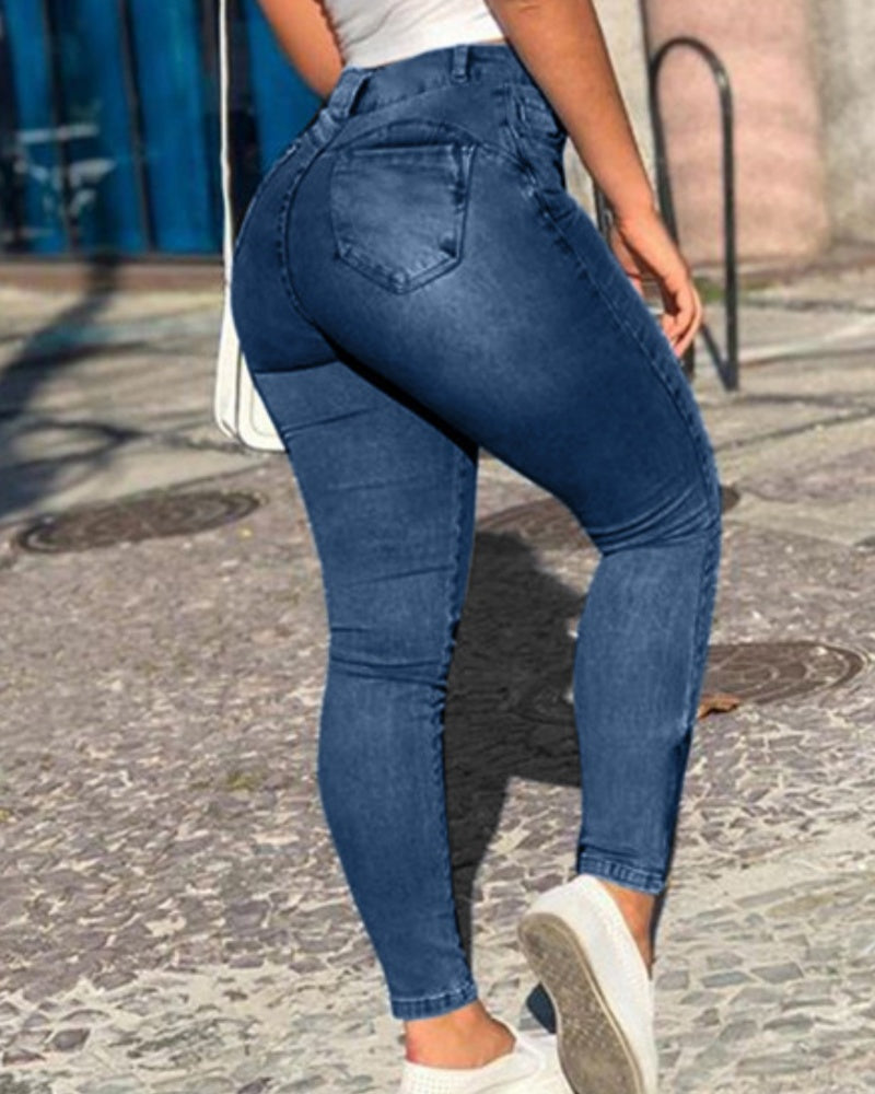Jeans Skinny Cargo Multibolsillos a la Moda Sexy Vintage