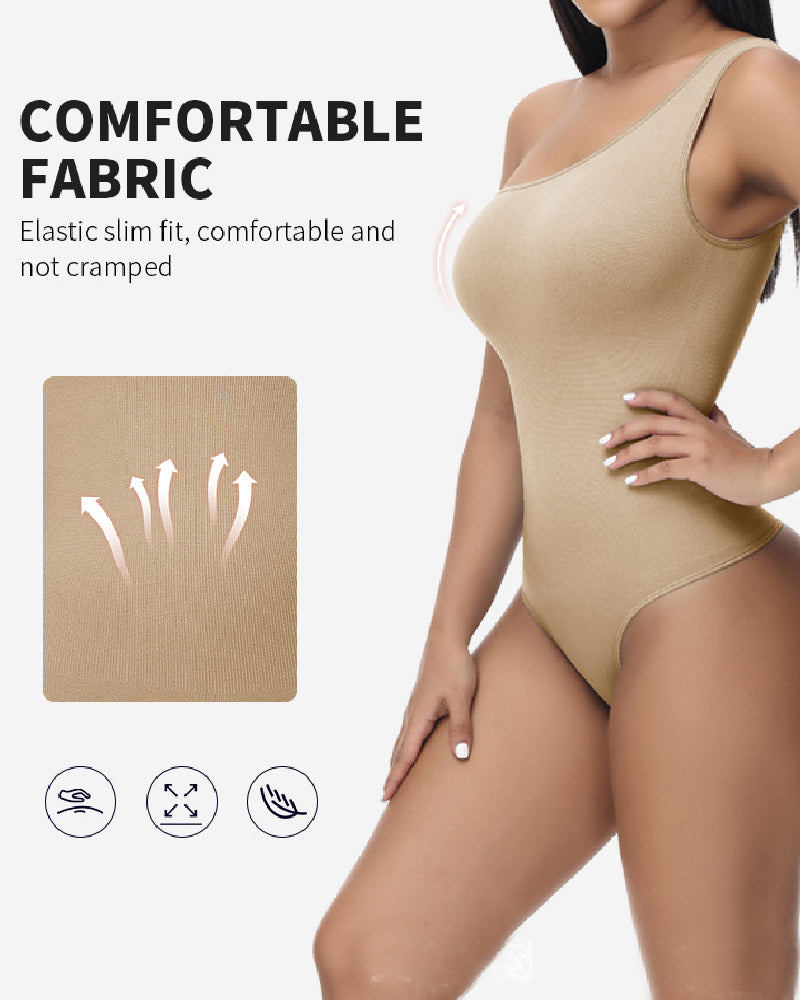 Shapshe® Body Ajustado Sexy de Una Sola Manga Sin Mangas con Textura Acanalada y Estilo Tank Top Elastizado